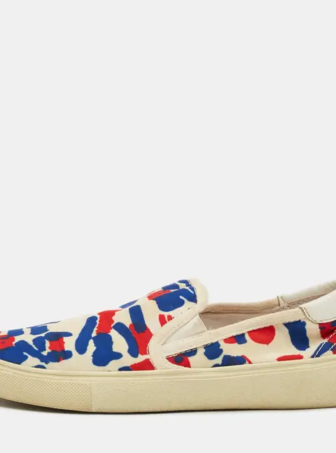 Saint Laurent Paris x Matt Connors Size 37 Multicolor Canvas Skate Slip On Sneakers