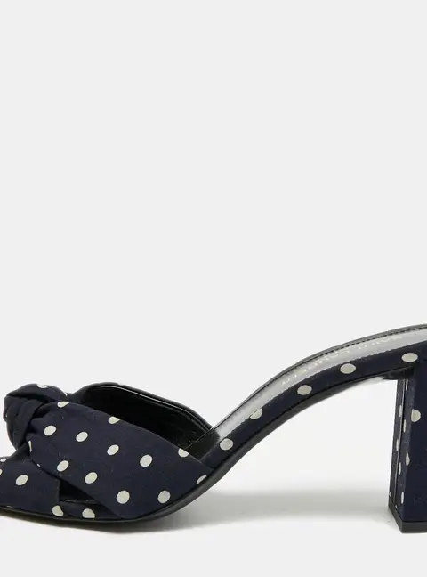 Saint Laurent Bianca Size 38 Navy Blue Fabric Slide Sandals