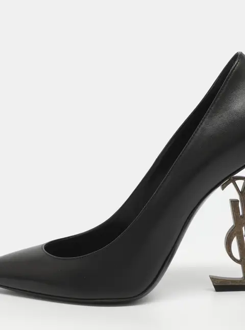 Saint Laurent Paris Opyum Size 39 Black Leather Pointed Toe Pumps