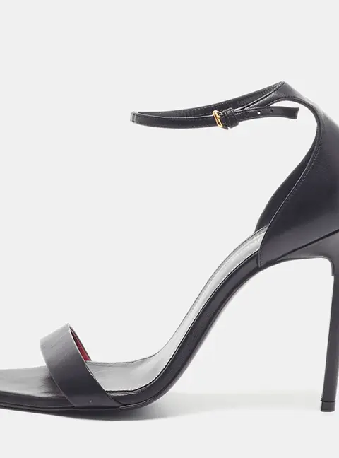 Saint Laurent Amber Size 40.5 Black Leather Ankle Strap Sandals