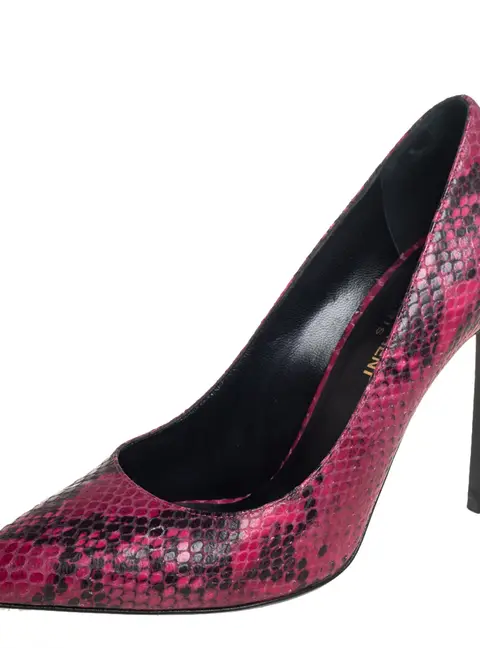 Saint Laurent Two Tone Python Embossed Leather Pointed Toe Pumps Size 38