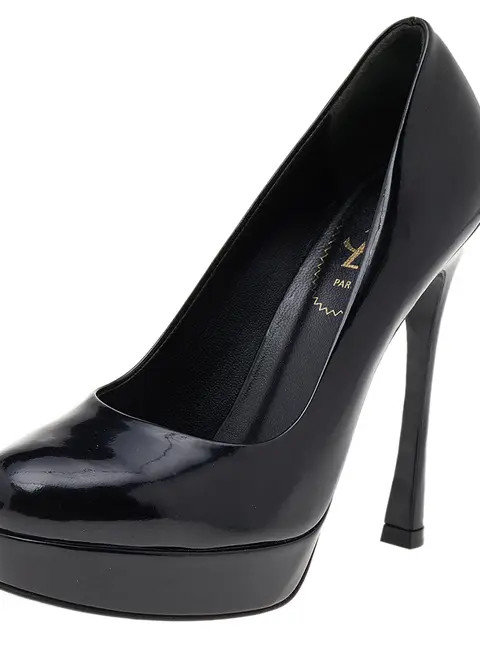 Saint Laurent Paris Tribtoo Size 36.5 Black Leather Platform Pumps