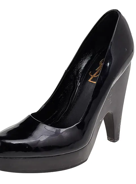 Saint Laurent Black Patent Leather Platform Pumps Size 38