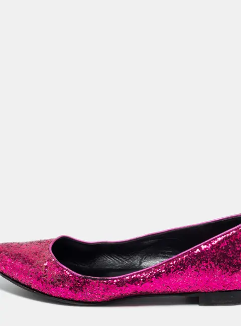 Saint Laurent Pink Glitter Ballet Flats Size 36.5