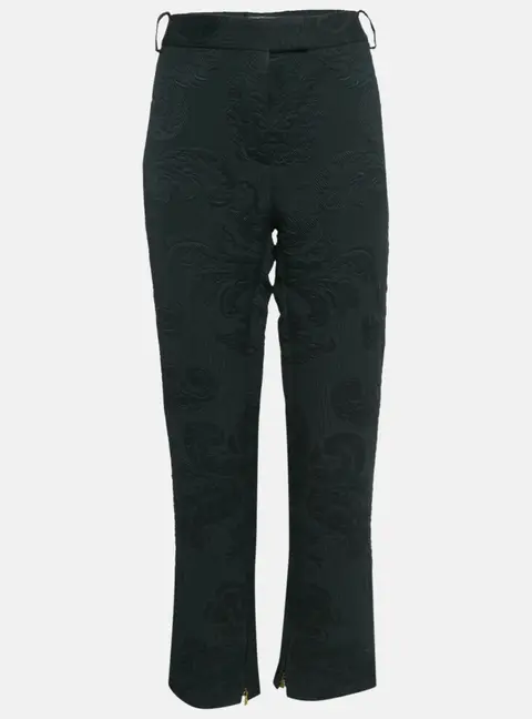 Salvatore Ferragamo Black Floral Jacquard Lace-Up Trousers M
