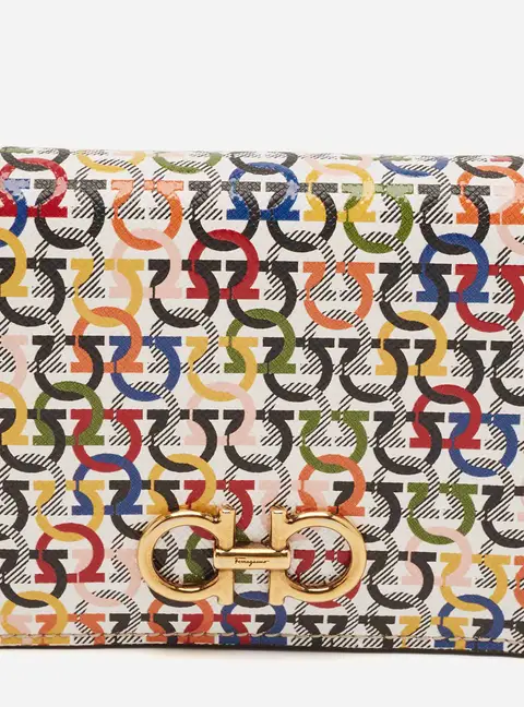 Salvatore Ferragamo Gancini Multicolor Leather Compact Wallet