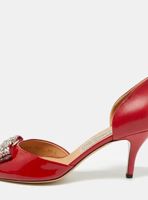 Salvatore Ferragamo Belinda Size 40 Red Patent and Leather D'orsay Pumps