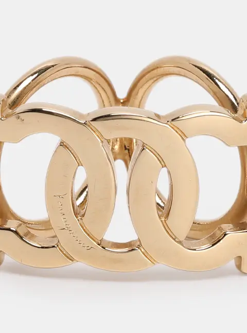Salvatore Ferragamo Gold Tone Metal Scarf Ring