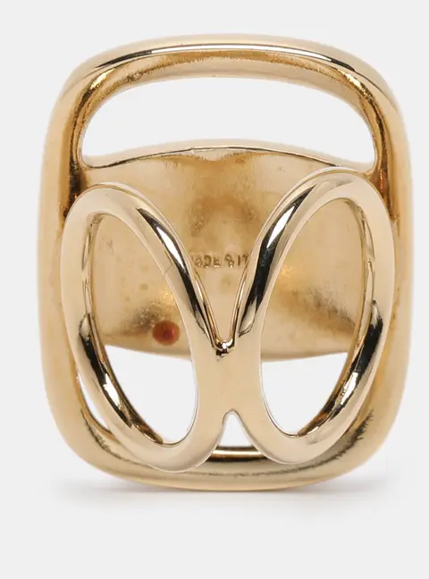 Salvatore Ferragamo Gold Tone Metal Vara Scarf Ring