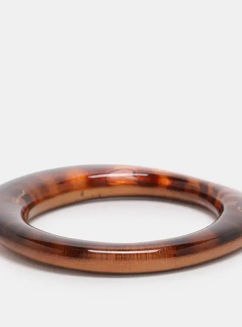 Salvatore Ferragamo Gold Leopard Print Resin Bangle