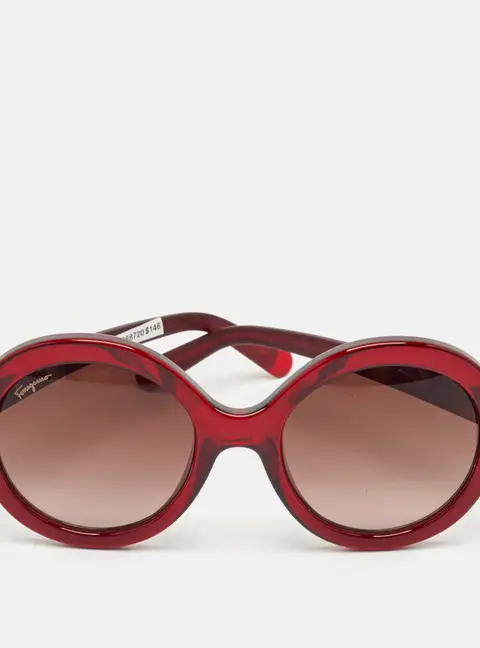 Salvatore Ferragamo Red Gradient SF857S Printed Frame Round Sunglasses
