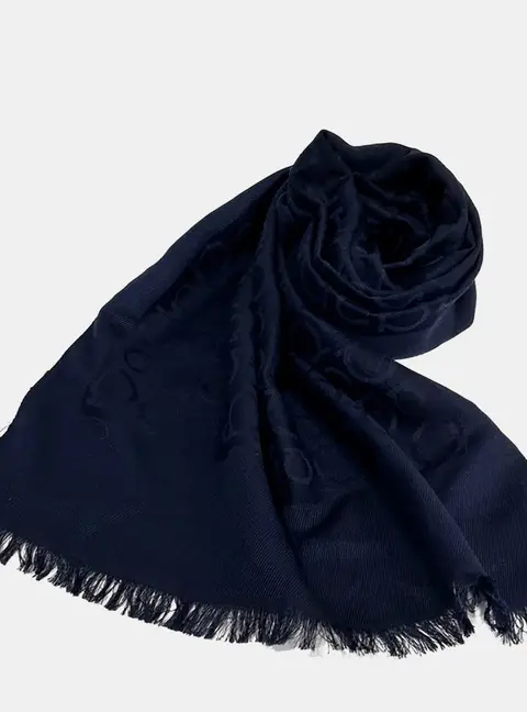Salvatore Ferragamo Navy Blue Silk Scarf