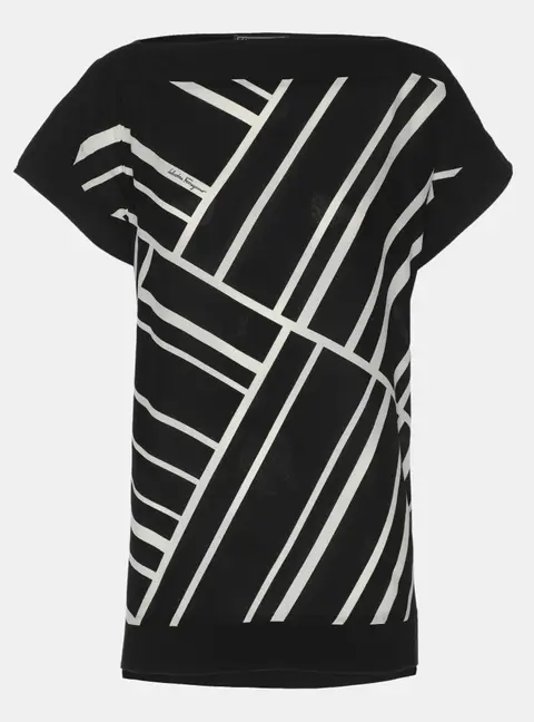 Salvatore Ferragamo Black Printed Cotton Tunic L