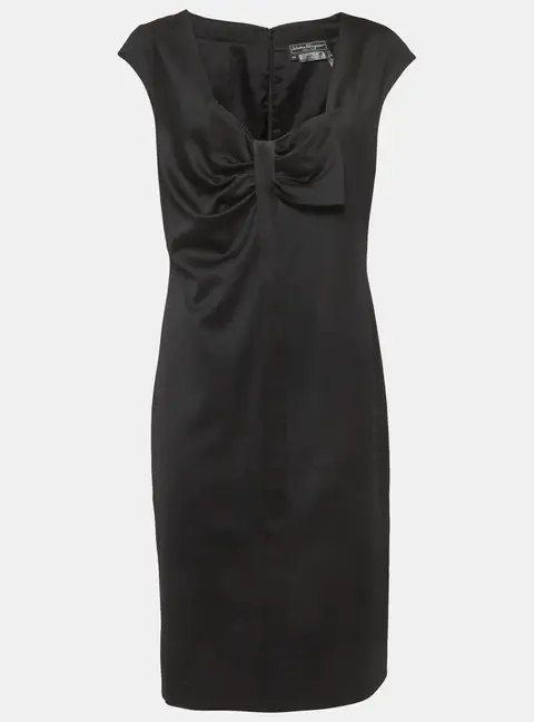 Salvatore Ferragamo Black Gabardine Sheath Dress L