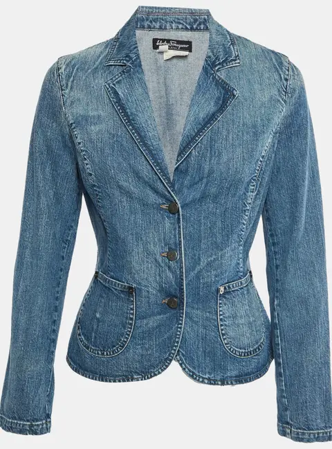 Salvatore Ferragamo Blue Denim Slim Fit Jacket M