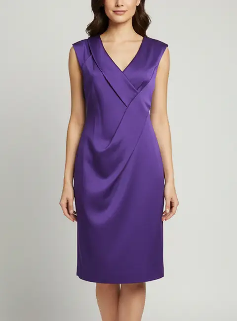 Salvatore Ferragamo Purple Wool Blend Draped Dress M