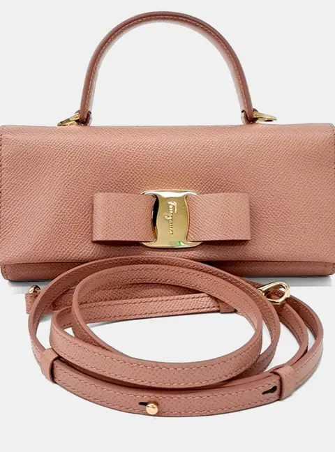 Salvatore Ferragamo Pink Leather Tote and Crossbody bag