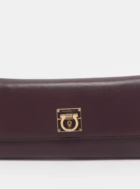 Salvatore Ferragamo Gancini Purple Leather Continental Wallet