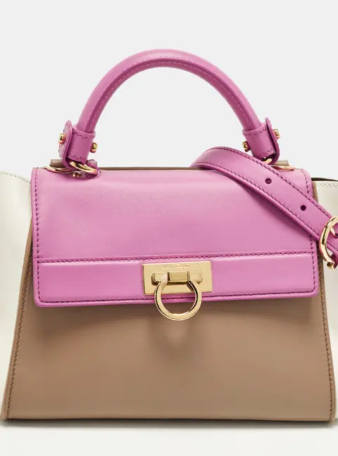Salvatore Ferragamo Sofia Small Tricolor Leather Top Handle Bag