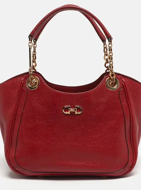 Salvatore Ferragamo Betulla Red Leather Tote