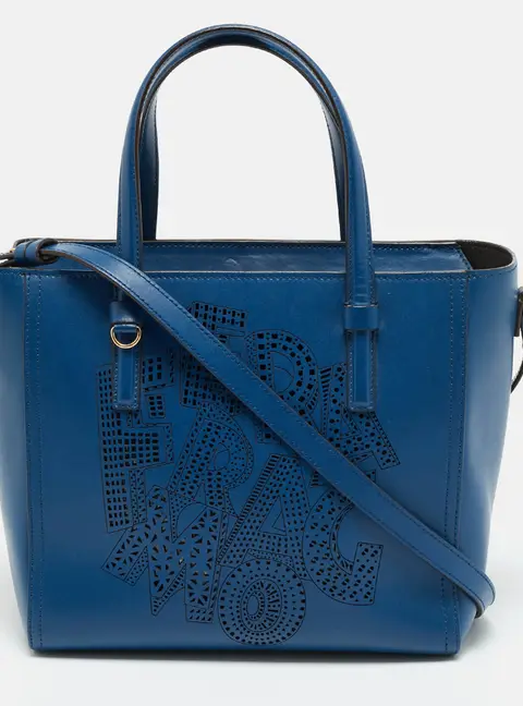 Salvatore Ferragamo Bonnie Blue Leather Tote