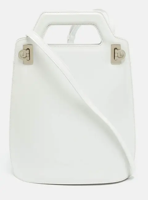 Salvatore Ferragamo Wanda White Leather Tote