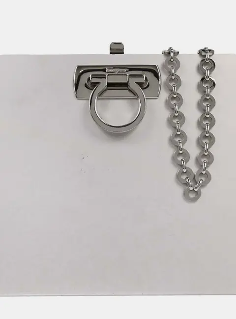 Salvatore Ferragamo Silver Aluminum Gancini Shoulder Bag