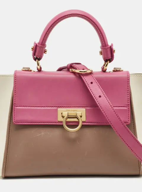 Salvatore Ferragamo Sofia Small Tricolor Leather Top Handle Bag
