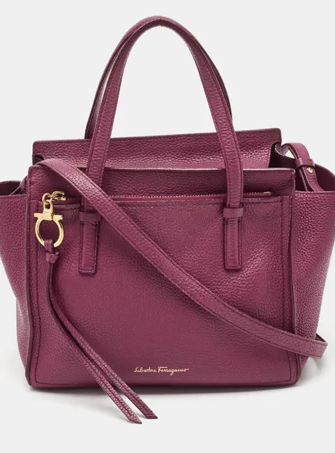 Salvatore Ferragamo Amy Small Magenta Leather Tote