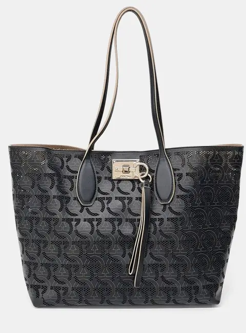 Salvatore Ferragamo Black Leather Studio Shoulder Bag