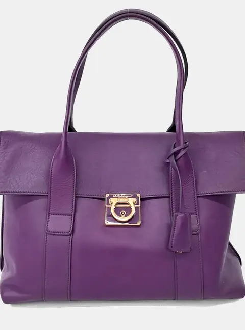 Salvatore Ferragamo Purple Leather Shoulder Bag