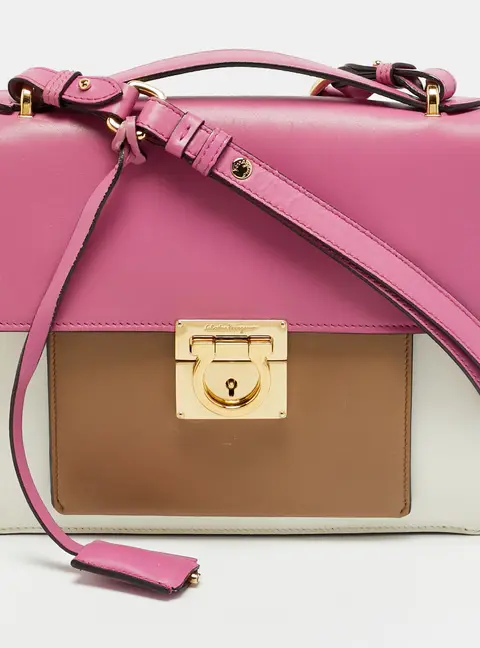 Salvatore Ferragamo Marisol Small Tricolor Leather Shoulder Bag