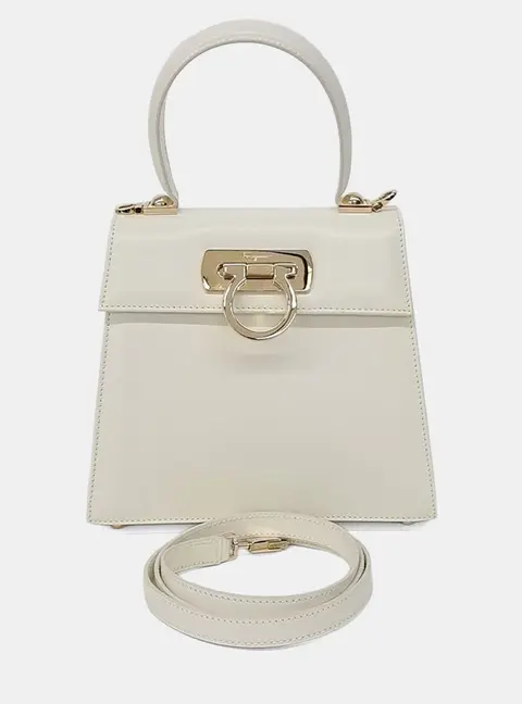 Salvatore Ferragamo White Leather Kelly Bag Small