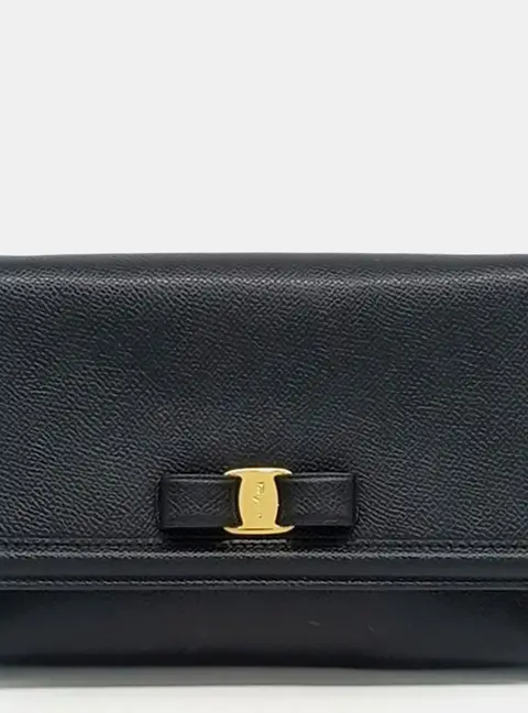Salvatore Ferragamo Black Leather Vara Mini Crossbody Bag