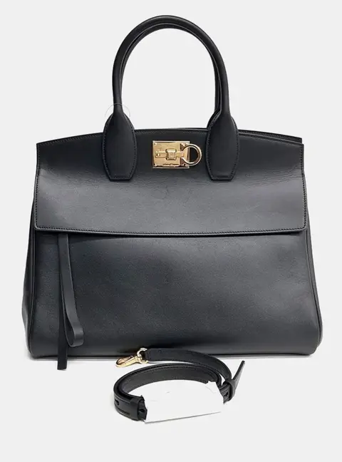 Salvatore Ferragamo Black Leather Studio Bag