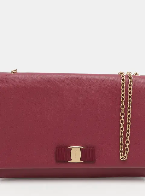 Salvatore Ferragamo Vara Bow Pink Leather Crossbody Bag