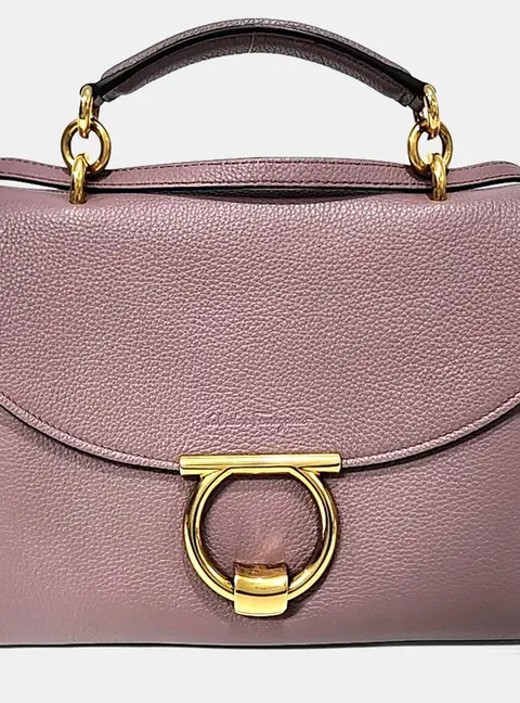 Salvatore Ferragamo Gancini Margot Medium Pink Leather Top Handle Bag