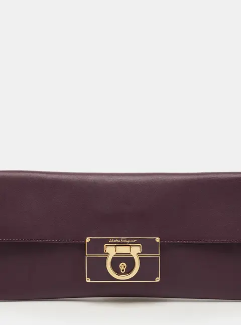Salvatore Ferragamo Afef Gancini Purple Leather Clutch