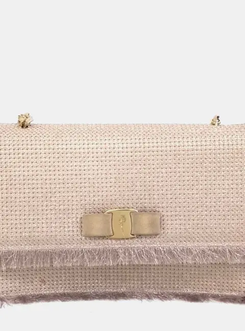 Salvatore Ferragamo Beige Canvas Genie Crossbody Bag