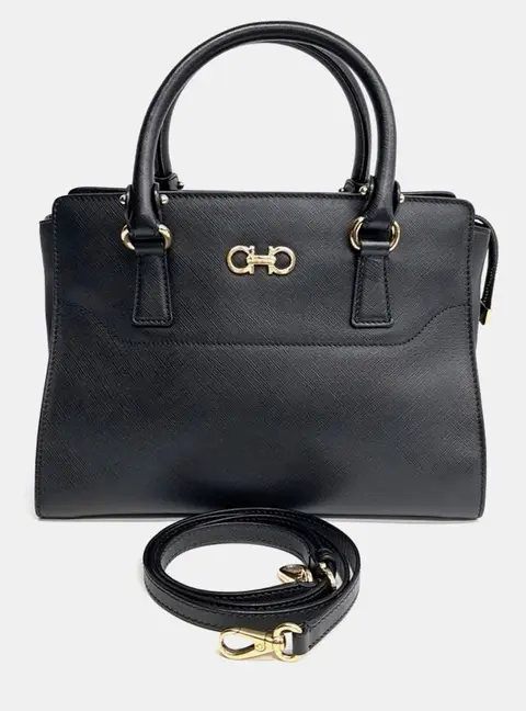 Salvatore Ferragamo Black Leather Becky Bag Small