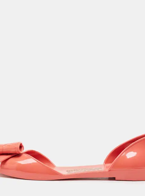 Salvatore Ferragamo Coral Pink Jelly Barbados Bow Ballet Flats Size 39.5