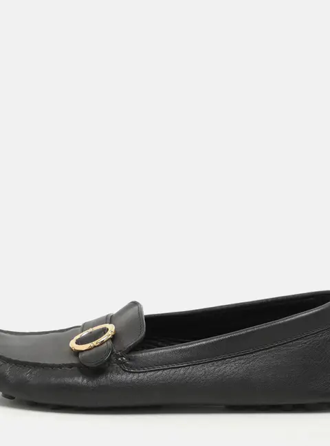 Salvatore Ferragamo Black Leather Buckle Loafers Size 39
