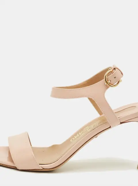 Salvatore Ferragamo Size 36 Beige Patent Leather Ankle Strap Sandals