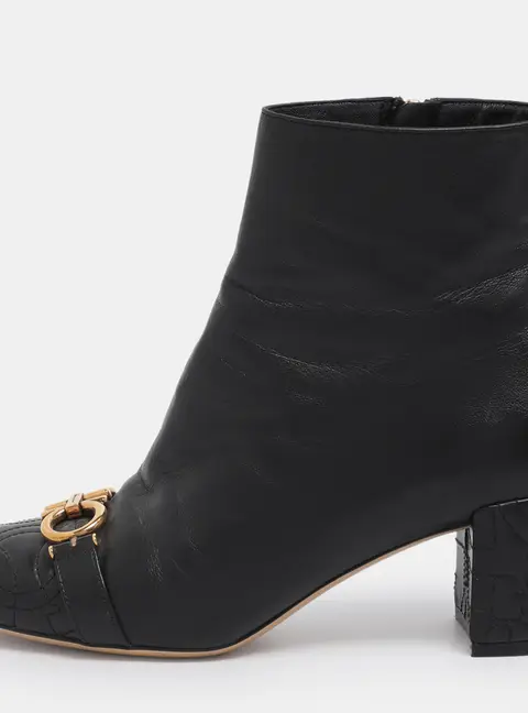 Salvatore Ferragamo Black Leather Lilla Mid Calf Boots Size 36