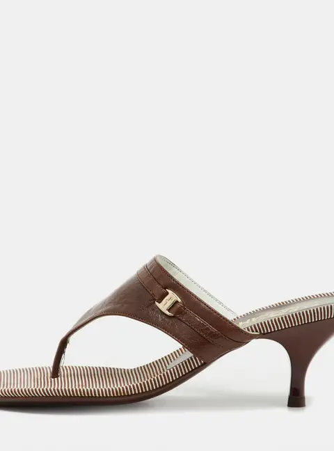 Salvatore Ferragamo Brown Leather Thong Sandals Size 38