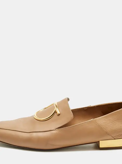 Salvatore Ferragamo Beige Leather Lana Loafers Size 39