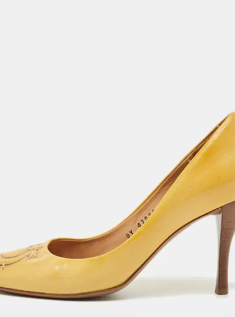Salvatore Ferragamo Yellow Patent Leather Pumps Size 38.5
