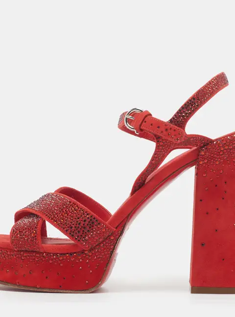Salvatore Ferragamo Sonya Size 40 Red Suede Ankle Strap Sandals
