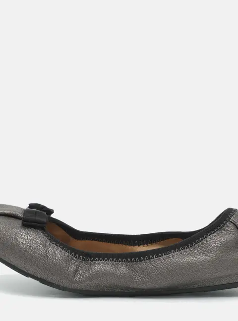 Salvatore Ferragamo My Joy Size 38.5 Grey Leather Ballet Flats