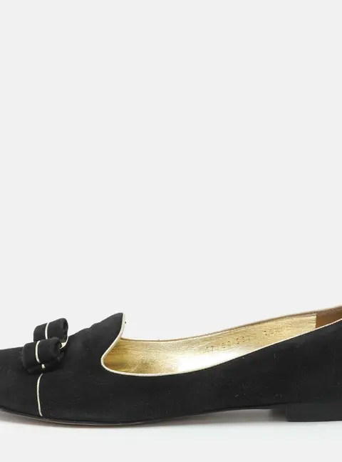 Salvatore Ferragamo Vara Bow Size 41 Black Suede Ballet Flats